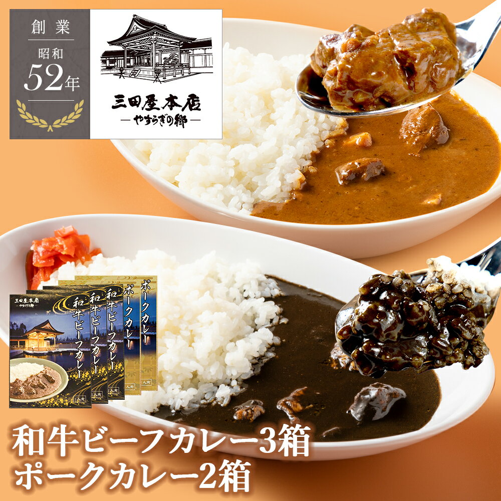三田屋本店 和牛ビーフカレー 3箱・ ポークカレー 2箱の詰合せ【BF36】《 返礼品 内祝 御祝 》 ご自宅用 長期保存 惣菜 人気 贅沢 お取り寄せ 時短グルメ リピーター増えてます！！