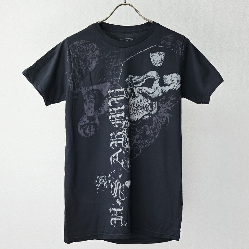 Rakuten - USミリタリーデザインTシャツ [US.ARMY・SKULL ]アメリカ ROTHCO MILITARY ミリタリー 半袖 トップス プリントTシャツ デザイン グラフィック メンズ 男性用 ドクロ グリーンベレー カラープリント ブラック　エスアンドグラフ