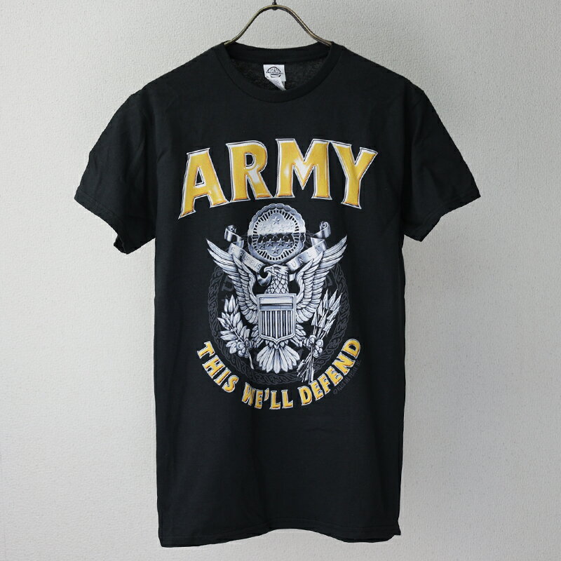 Rakuten - USミリタリーデザインTシャツ [ARMY]　アメリカ ROTHCO ロスコ 陸軍 MILITARY ミリタリー 半袖 ショートスリーブ トップス プリントTシャツ デザイン メンズ 男性用 カラープリント ブラック 黒　エスアンドグラフ