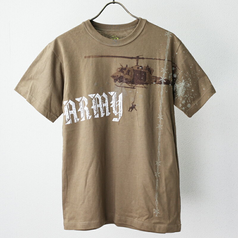 USミリタリーデザインTシャツ [ARMY / ブラウン]　アメリカ ROTHCO MILITARY ミリタリー 半袖 トップス..