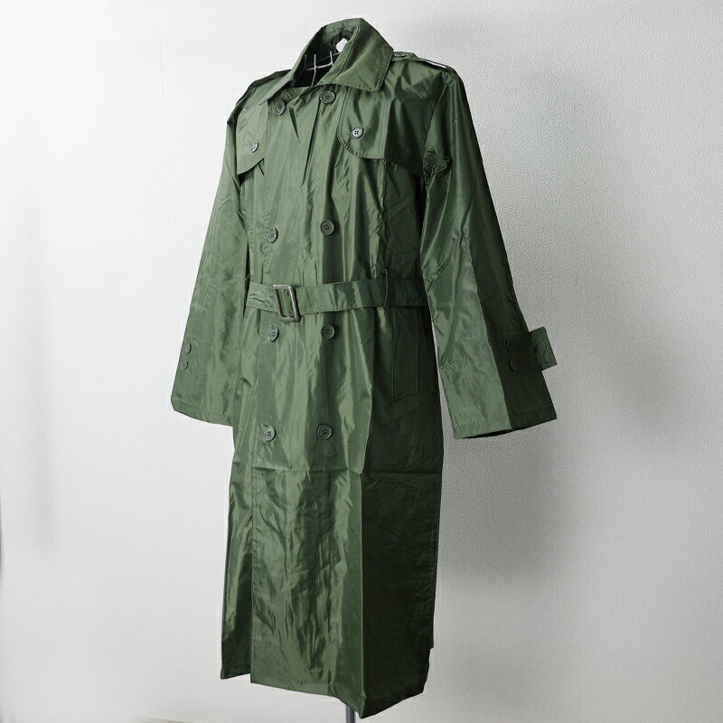 フランス軍. ダブルスタイル レインコート[グリーン]　フランス 仏軍 新品 雨 コート ロング ベルト ダブル OD グリーン 防水　エスアンドグラフ