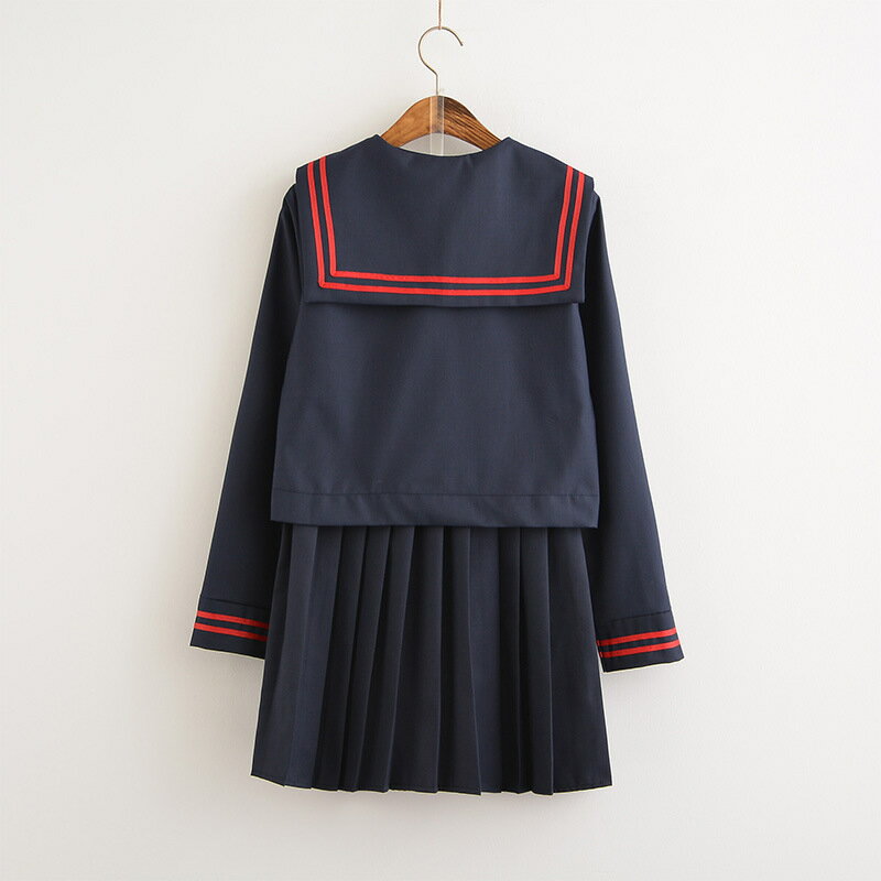 セーラー服　女子高生　スクール制服　学生清純　コスプレ 衣装　上下セット 上衣 スカート春夏秋短袖長袖ハイソックス付属 2
