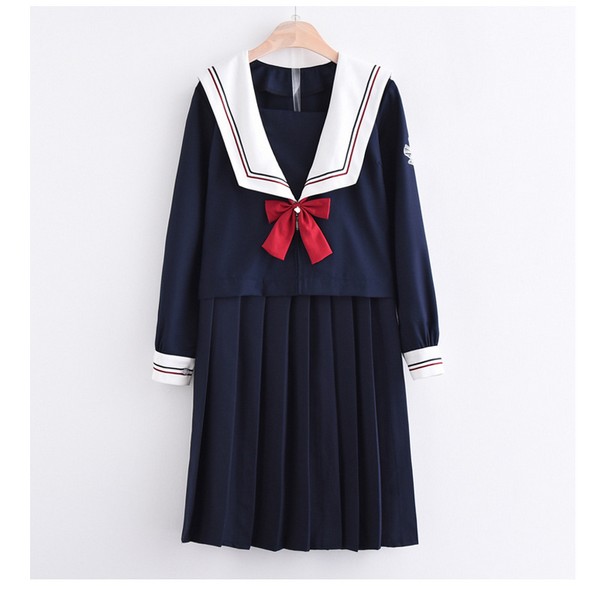 セーラー服　女子高生　スクール制服　学生清純　コスプレ 衣装　上下セット 上衣 スカート春夏秋短袖長袖ハイソックス付属