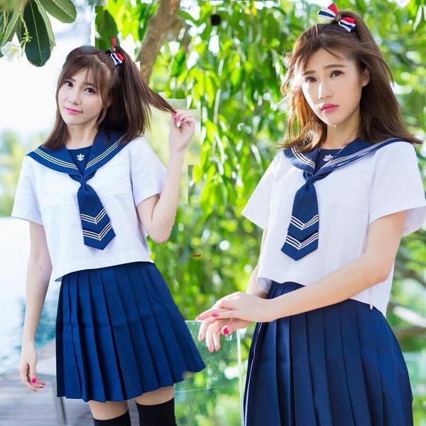 セーラー服 女子高生 スクール制服 学生清純 コスプレ 衣装 上下セット 上衣 スカート春夏秋短袖長袖ハイソックス付属