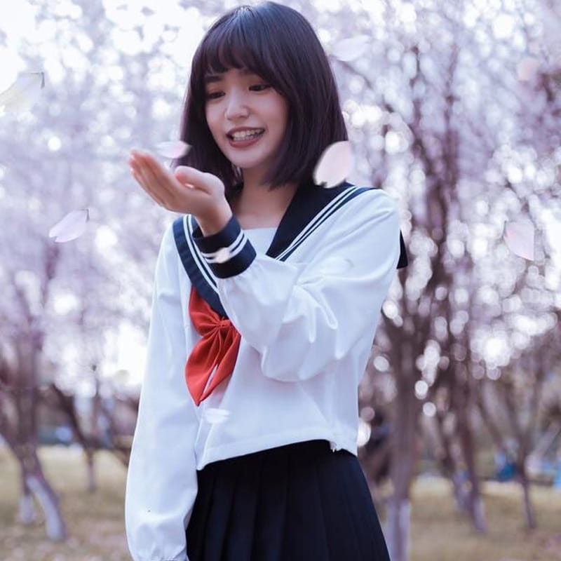 新作　セーラー服　女子高生　スクール制服　学生清純　コスプレ 衣装　上下セット 上衣 スカート春夏秋短袖長袖ハイソックス付属　大きいサイズ　S~5XL
