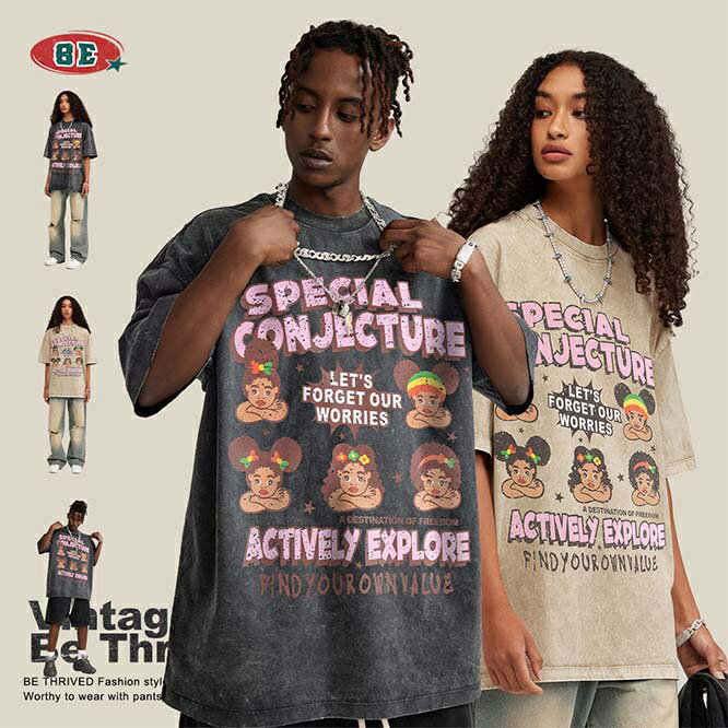 Rakuten - 2024夏新作★春夏 メンズ ビンテージ風 半袖Tシャツ 男女兼用 ストリート系 トップス