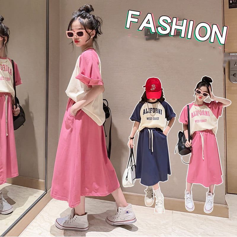 Rakuten - ジャージ 子供服 女の子 スウェット 半袖 上下セット 2点セット ガールズ 夏服 半袖tシャツ 　スカート ジュニア ゆったり セットアップ カジュアル HIPHOP ダンス 衣装　120-170cm