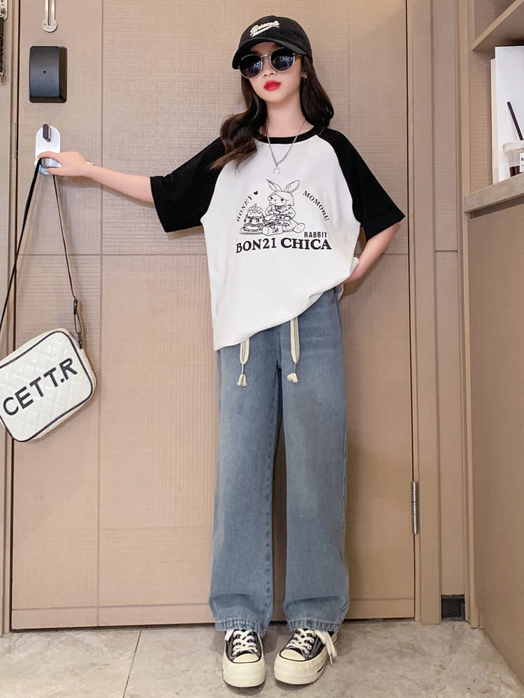 Rakuten - ジャージ 子供服 女の子 スウェット 半袖 上下セット 2点セット ガールズ 夏服 半袖 トップス+ ロングパンツ ジュニア ゆったり セットアップ カジュアル HIPHOP ダンス 衣装　120-170cm