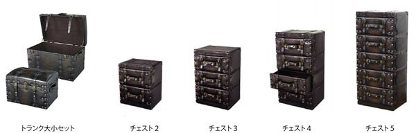 商品名:トランクチェスト(4段)【トランク】【収納】【引き出し】【チェスト】【タンス】【合皮】【SIW】【重厚感】【アスプルンド風】【クラシック】【高級感】【楽天】【通販】【874】 [3]