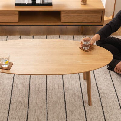 Rakuten - 商品名 オーバル テーブル（120×55cm）【オーバルテーブル】 【センターテーブル】 【テーブル】 【北欧】 【おしゃれ】 【シンプル】【SMTK】 【コンパクト】 【木製】 【天然木】 【343】【楕円型】 【スタイリッシュ】 【リビング】 【一人暮らし】