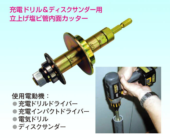 【OMI(大見工業)】　立ち上げ塩ビ管内面カッター 六角軸ラウンドカッターDX　RCM-4...