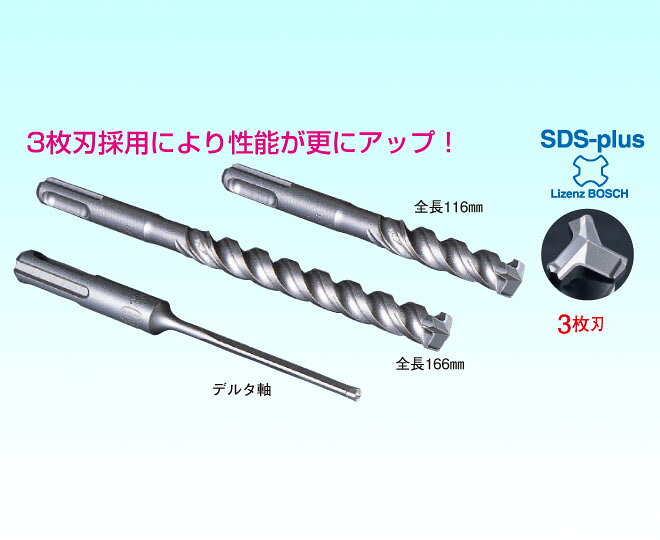 【ミヤナガ】デルタゴンビットSDSプラス(ネジタイプ)/φ8.5mm/DLSDS08511/乾式/軽量型ハンマードリル/デルタゴンビットSDS-plus【ドリルビット/穴あけ工具/先端工具】