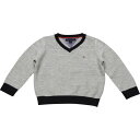 Tommy Hilfiger(トミーヒルフィガー) Vネックワンポイントコットンセーター(Gray) 1