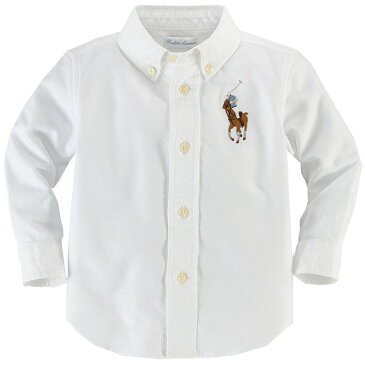 Ralph Lauren(ラルフローレン) 長袖ビッグポニーボタンダウンシャツ(White)【24M】BigPony