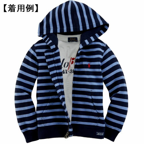 スーパーSALE 20％OFF◇Ralph Lauren(ラルフローレン) ボーダーワンポイントフルジップアップパーカー(Navy×Blue)【5】