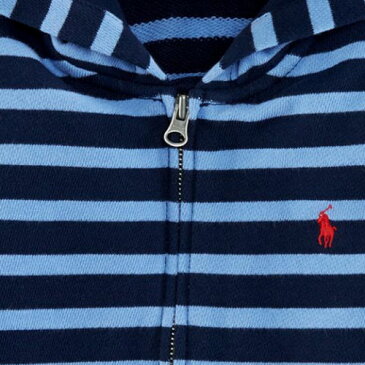 スーパーSALE 20%OFF◇Ralph Lauren(ラルフローレン) ボーダーワンポイントフルジップアップパーカー(Navy×Blue)【5】