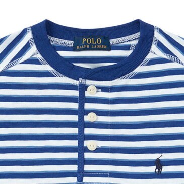 スーパーSALE 20%OFF◇【ジュニアサイズ】POLO RALPH LAUREN(ラルフローレン) ヘンリーネックワンポイントボーダーTシャツ(White Multi)