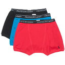 【メンズ】POLO RALPH LAUREN(ポロ ラルフローレン) ウエストロゴボクサー3枚組(Blue/Red/Black)/Three Cotton Boxer Briefs
