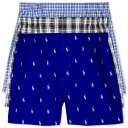 【メンズ】POLO RALPH LAUREN(ポロ ラルフローレン) トランクス3枚組(青地Pony/タータンチェック2))/Three Cotton Woven Boxers/男性用インナー下着