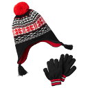 Carter's(カーターズ) ポンポン付イヤーフラップニットキャップ&手袋セット(Black/Red)【4-8才】