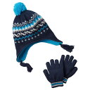 Carter's(カーターズ) ポンポン付イヤーフラップニットキャップ&手袋セット(Navy/Aqua)【4-8才】