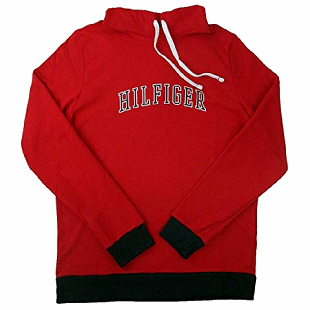 【メンズ】Tommy Hilfiger(トミーヒルフィガー) ロゴプリントプルオーバー(Red)パーカー/薄手スウェットSLEEPWEAR☆ギフト・プレゼントに！