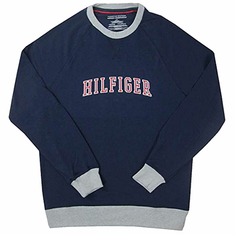 【メンズ】Tommy Hilfiger(トミーヒルフィガー) ロゴプリントスウェット(Navy)/薄手トレーナジャージSLEEPWEAR☆ギフト・プレゼントに！