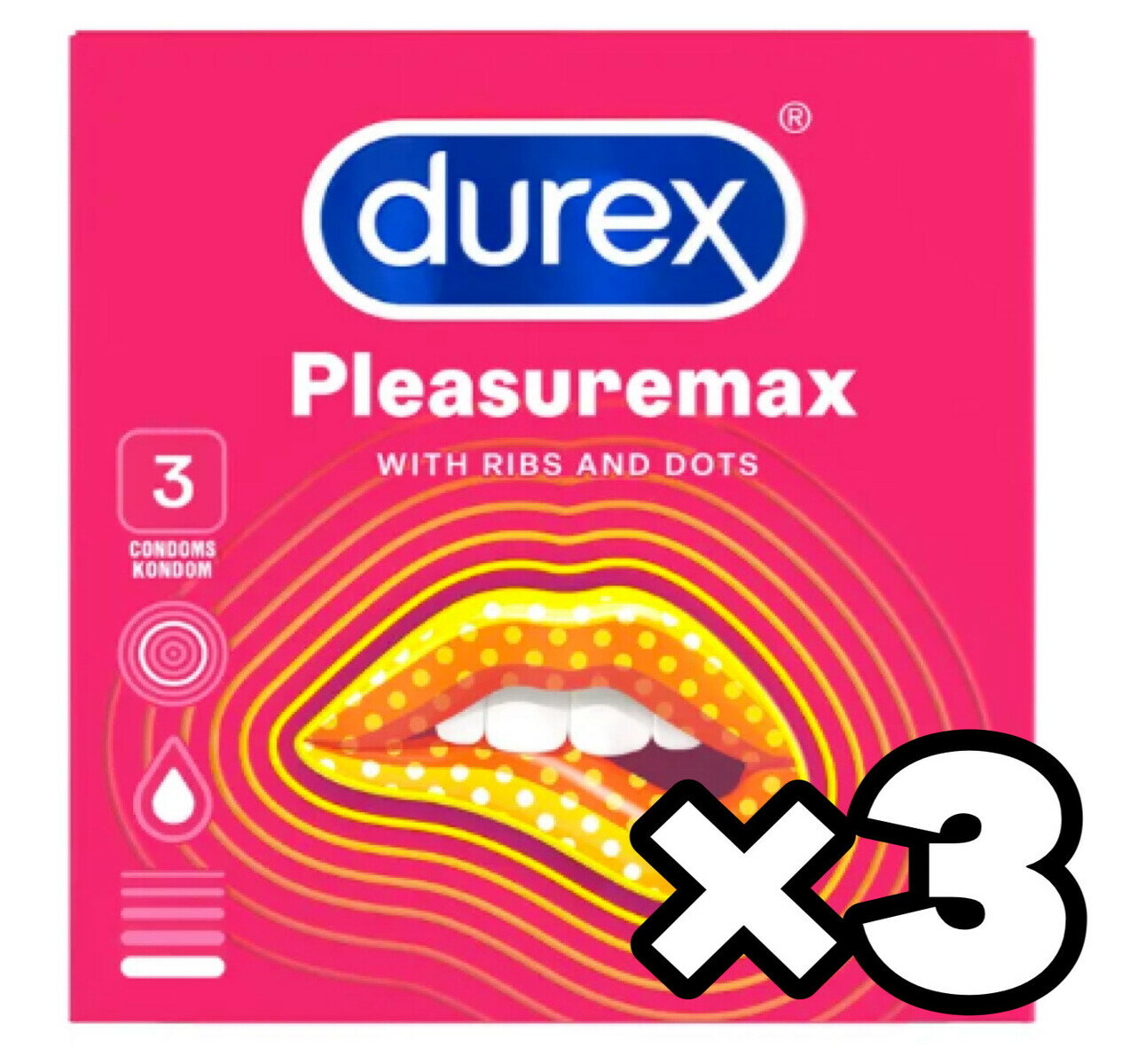 3箱セット Durex Pleasuremax 1箱 3個入り Larze Size 【並行輸入品】デュレックス プレジャーマックス ラージサイズ