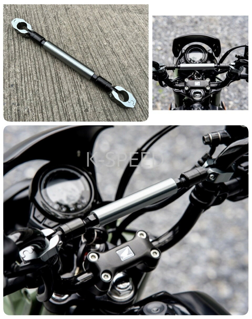 【予約販売商品】K-SPEED ハンドルブレース ホンダ CT125用 バイク カスタムパーツ チタンブラックセンターチタン バー カスタムパーツ ハンターカブ JA55 JA65 【予約販売】タイ発K-SPEEDのCT125用ハンドルブレース！バイクカスタムに映えるチタンブラックが魅力、12〜14日でお届けします。 K-SPEED 正規販売店Official K-SPEED Dealer商品情報【商品説明】タイのバイクカスタムブランドK-SPEEDが展開する、ホンダ CT125専用のハンドルブレースです。ハンドル周りの剛性を高めると同時に、洗練されたデザインでバイクカスタムをより魅力的に演出します。チタンブラックとセンターチタンのコンビネーションが高級感を醸し出し、愛車のドレスアップに最適です。高品質なK-SPEEDパーツで、あなただけの特別なCT125に仕上げてください。【カラー】チタンブラック／センターチタン【適合】ホンダCT125【特徴】・ハンドル周りの剛性を向上させ、安定した操作感をサポートします・チタンカラーを取り入れた高級感あるデザインで車両の質感を高めます・CT125専用設計のため、装着時のフィッティングも良好です・カスタムパーツとしてのドレスアップ効果が高く、個性を引き立てます・耐久性に優れた素材を使用し、長期間の使用にも耐える品質です【メーカー】K-SPEED（Kスピード）タイ発の人気バイクカスタムパーツブランド。GB350・Rebel・Monkey125など人気車種のカスタムパーツを豊富に展開。【ご注意】・予約販売のためご注文後12〜14日でのお届けとなります・海外製品のため商品・箱に多少の傷・凹みがある場合があります・取り付けは自己責任でお願いします※販売元の都合により、ご注文後にキャンセルとなる場合がございます。 5