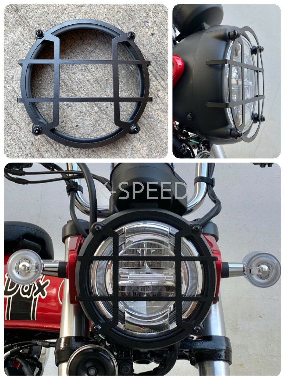 【予約販売商品】K-SPEED ヘッドライトカバー Model V.2 2ピースセット ホンダ DAX125 バイク カスタムパーツ タイ発人気ブランドK-SPEEDのDAX125用ヘッドライトカバーModel V.2！バイクカスタムで差がつく2ピースセット、予約販売12〜14日でお届け。 商品情報【商品説明】タイの有名バイクカスタムパーツブランド、K-SPEEDによるDAX125専用ヘッドライトカバーModel V.2です。ヘッドライト周りに装着することで、車両のルックスをより精悍で個性的なスタイルへとアップデートできます。耐久性に優れたパーツを使用しており、手軽に愛車の印象を変えられるため、カスタム初心者から上級者までおすすめの逸品です。K-SPEEDパーツ特有のデザイン性で、あなたのDAX125をよりスタイリッシュに仕上げます。【カラー】商品画像参照【適合】ホンダDAX125【特徴】・DAX125のフロントフェイスをスタイリッシュに引き締める2ピース構成のヘッドライトカバー。・K-SPEEDならではの洗練されたデザインで、車両のカスタム度を格段に向上させます。・専用設計のため、愛車のスタイルを損なうことなく自然にフィットします。・取り付けが容易で、DIYでのカスタマイズにも適したカスタムパーツです。【メーカー】K-SPEED（Kスピード）タイ発の人気バイクカスタムパーツブランド。GB350・Rebel・Monkey125など人気車種のカスタムパーツを豊富に展開。【ご注意】・予約販売のためご注文後12〜14日でのお届けとなります・海外製品のため商品・箱に多少の傷・凹みがある場合があります・取り付けは自己責任でお願いします※販売元の都合により、ご注文後にキャンセルとなる場合がございます。 5