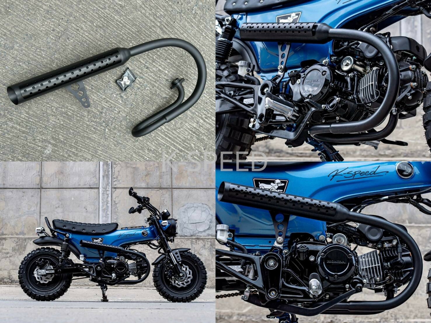 K-SPEED ホンダ ダックス125用 フルエキゾーストマフラー スラントエンド ブラック Diabolus バイクカスタム