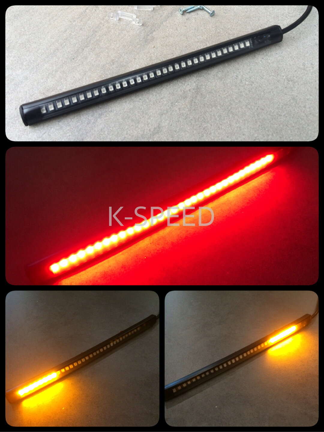 K-SPEED 汎用 フレキシブルLEDテールランプ ブレーキ・ウィンカー バイク カスタムパーツ 高輝度 リアライト バイク用 LEDライ