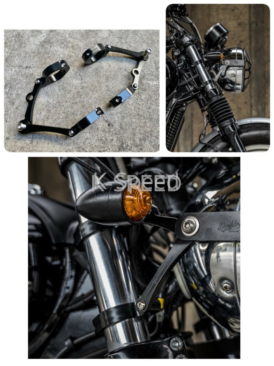 K-SPEED ヘッドライト光軸調整ブラケット ロイヤルエンフィールド GT650 Interceptor650 バイク カスタムパーツ C