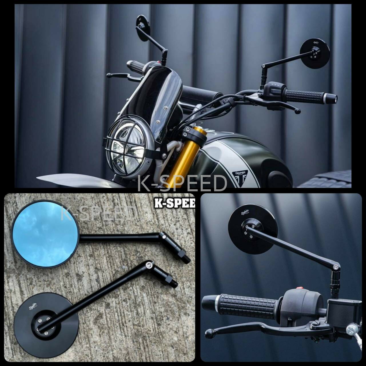 K-SPEED Diabolus SX17 カスタムミラー 左右セット Aluminium mirror for Speed400 & Scrambler400x TRIUMPH