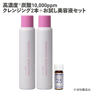 濃厚 炭酸クレンジング 瞬時に炭酸泡がオイル状にとろけるメイク落とし 高濃度炭酸10,000ppm ピンク炭酸フォームクレンジング 炭酸泡 2本 お試し美容液セット 毛穴 詰まり 角質 くすみ 化粧落とし ナイアシンアミド ビタミンC誘導体 炭酸パック