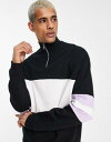 エイソス ASOS DESIGN oversized colour block half zip sweatshirt in black and white メンズ