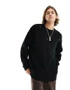 エイソス ASOS DESIGN oversized knitted fisherman rib jumper with ladder detail in black メンズ