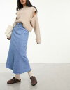 Selected Femme denim maxi skirt in medium blue レディース