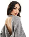 エイソス ASOS DESIGN slash neck jumper with cut out back in grey レディース