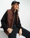 Lola May high neck quilted gilet in khaki レディース