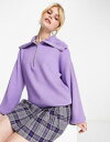 Y.A.S zip pull jumper in purple レディース