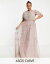 ASOS Curve  ASOS DESIGN Curve Bridesmaid pearl embellished flutter sleeve maxi dress with floral embroidery in rose ǥ