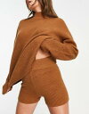 リズム Rhythm classic knit co-ord short in brown レディース