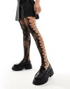 エイソス ASOS DESIGN lace tights with side cut out detail in black レディース