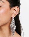 エイソス エイソス ASOS DESIGN drop earrings with crystal and chain waterfall in silver tone レディース