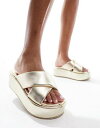 エイソス エイソス ASOS DESIGN Thunder padded cross strap flatform sandals in gold レディース