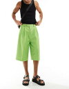 GC\X ASOS DESIGN smart linen blend longline shorts in bright green Y