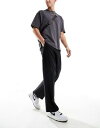 エイソス ASOS DESIGN smart wide leg linen blend trousers in black メンズ