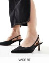 GC\X ASOS DESIGN Wide Fit Strut slingback kitten heeled shoes in black fB[X