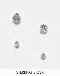 Kingsley Ryan sterling silver 2 pack of crystal stud earrings in silver レディース